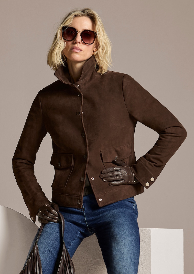 Leather jacket made from kid suede