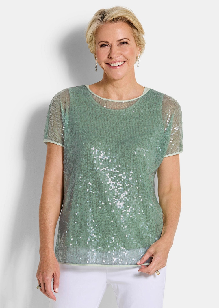 Blouse à paillettes avec top en satin de viscose