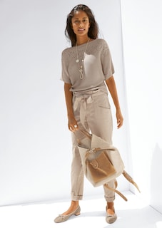 Halbarm-Pullover aus Baumwolle und Leinen thumbnail 2