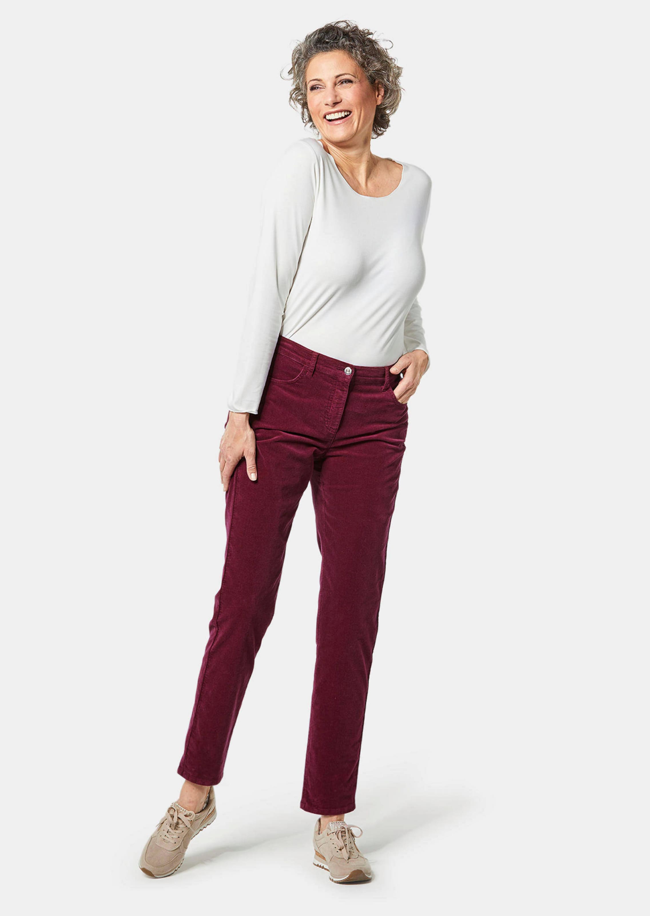 Pantalon en velours - rouge foncé - Gr. 22 de Goldner Fashion