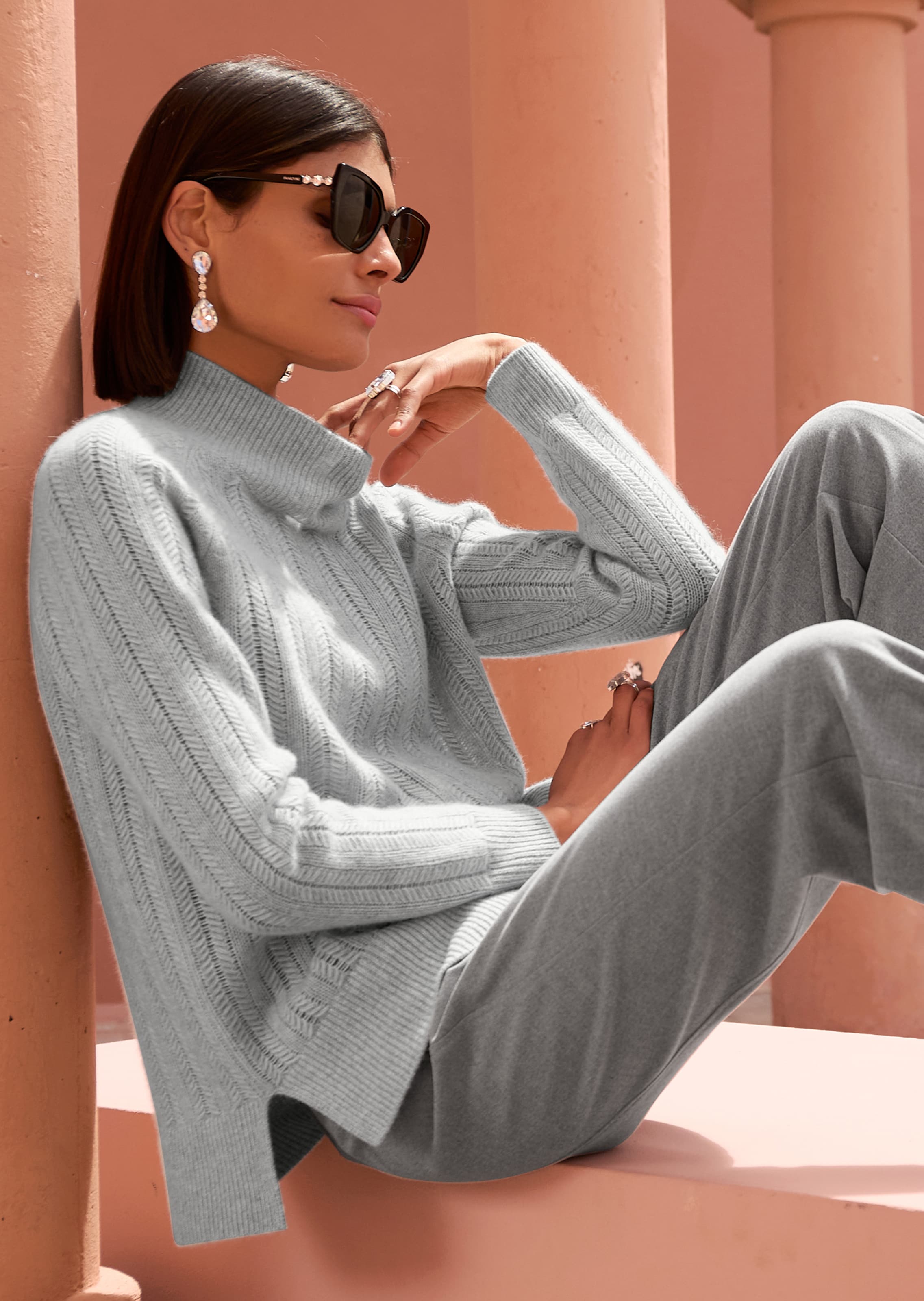 Kaschmir-Pullover in edlem Muster-Mix