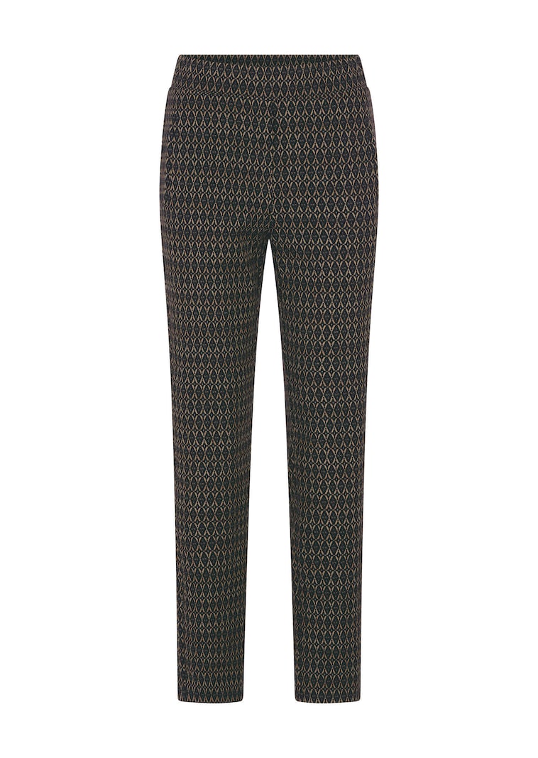 Broek CARLA met een elastische tailleband en een minimalistische grafische print