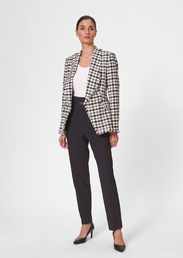 Chequered blazer with fringes 1
