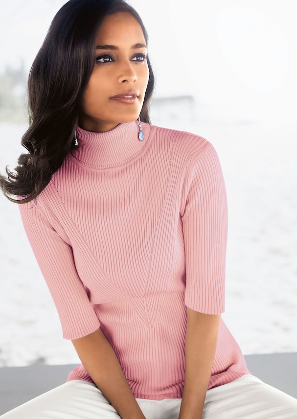 Ribbed knit jumper with half sleeves