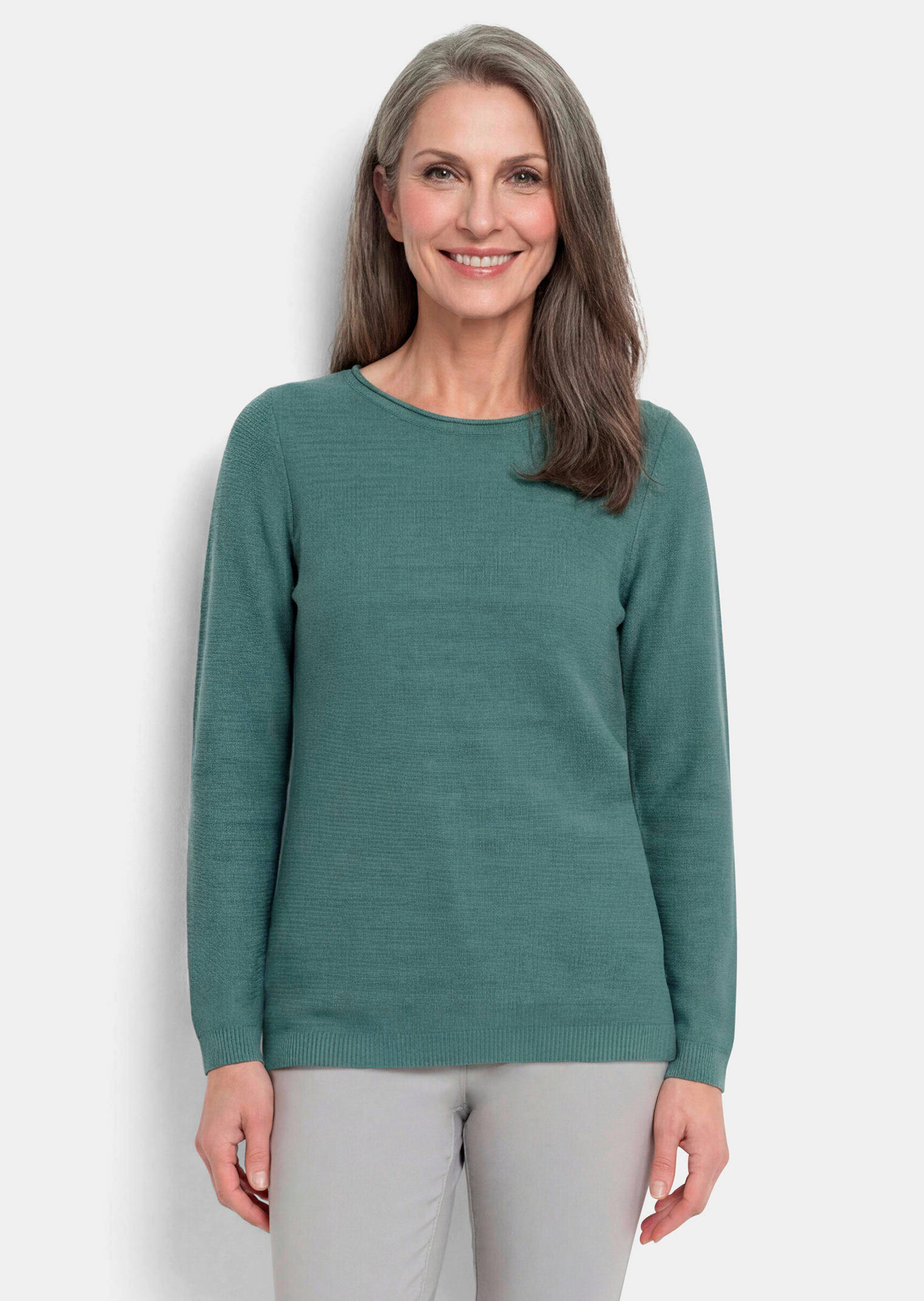 Fijn gebreide tricot pullover met boothals