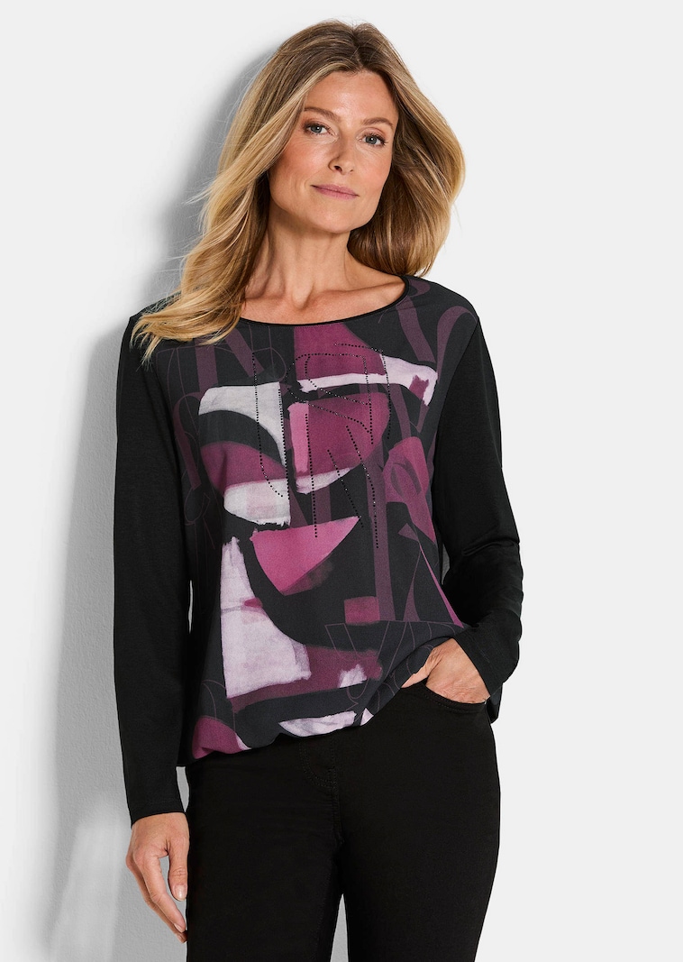 Blusenshirt aus Webware und Jersey