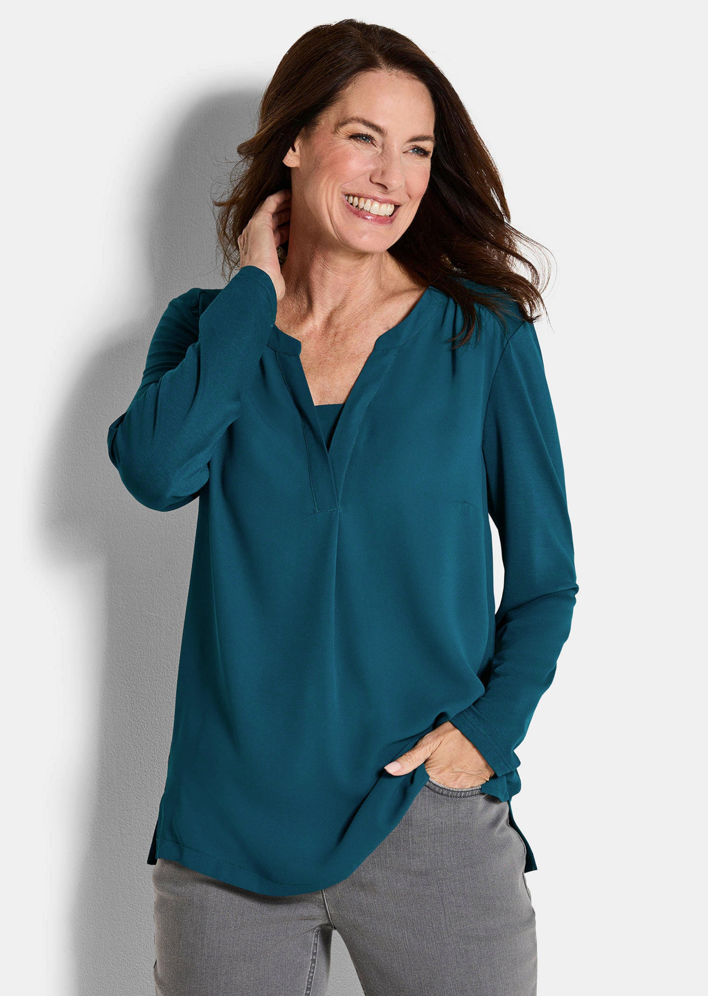 Blusenshirt mit Chiffon-Einsatz