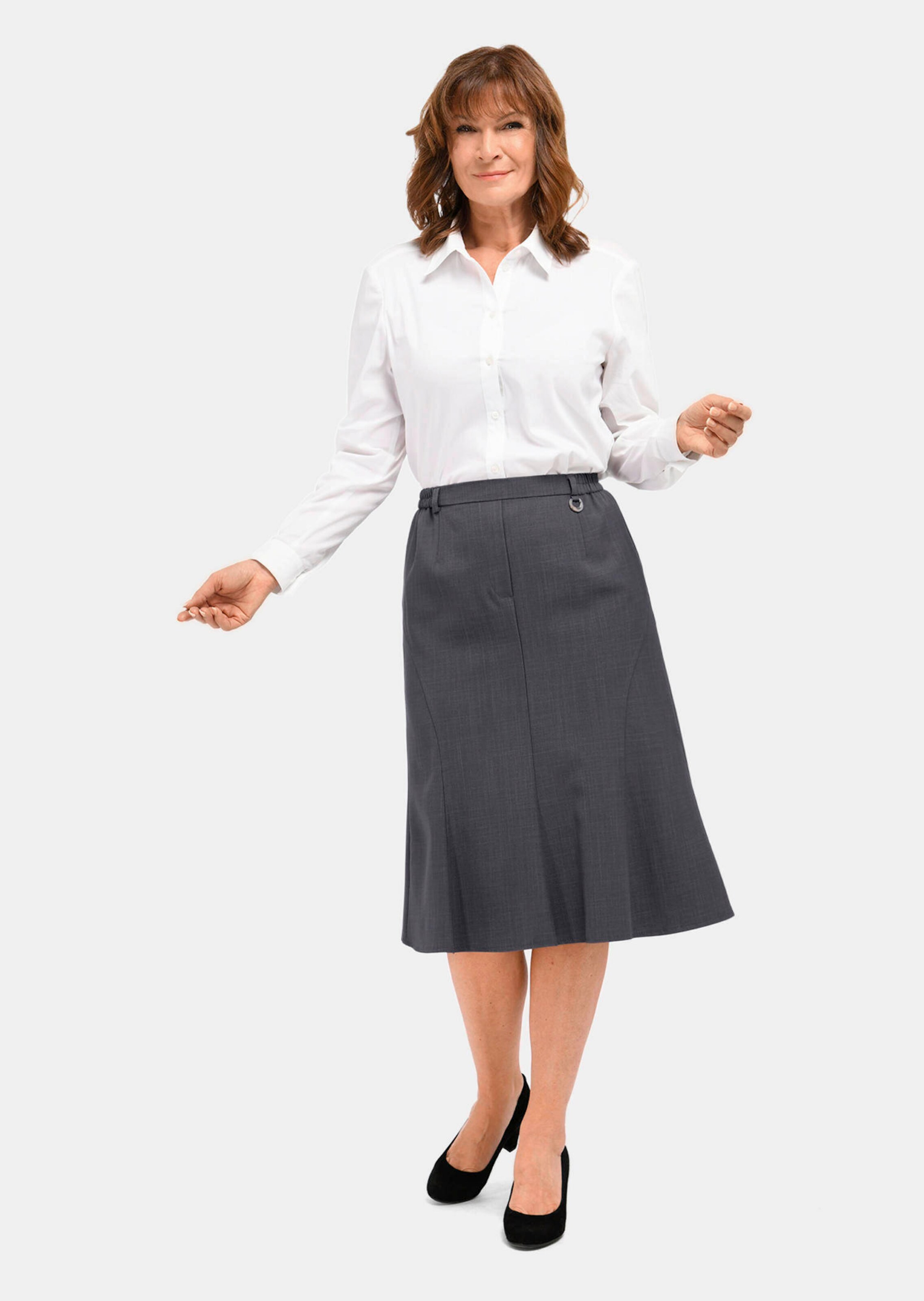Jupe quasi infroissable traitée SilverFresh - anthracite - Gr. 48 de Goldner Fashion