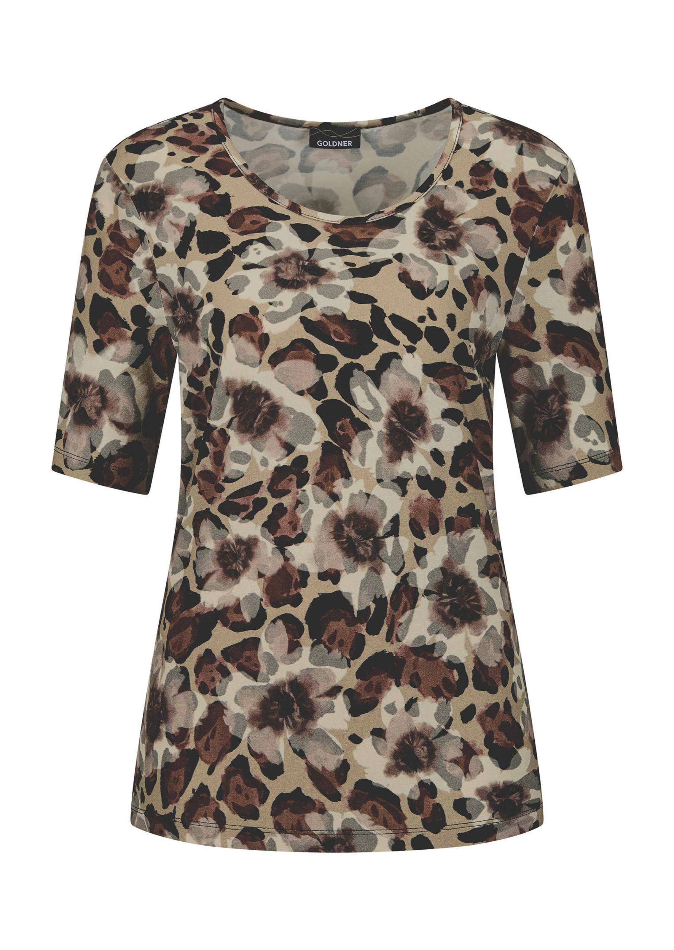 T-shirt avec motifs léopard et floral.