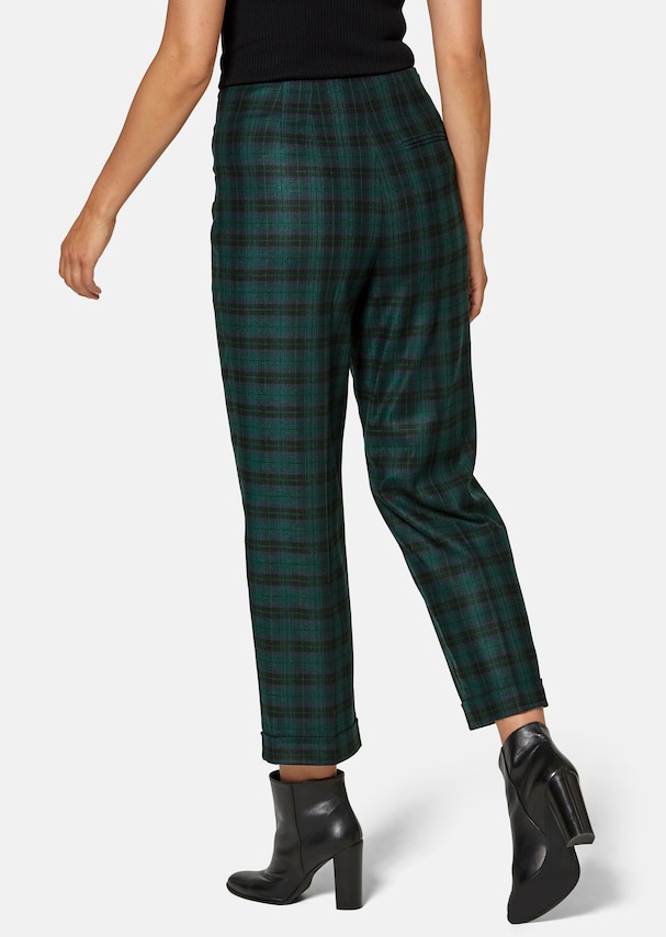 Straight checked trousers in high-waist style 2