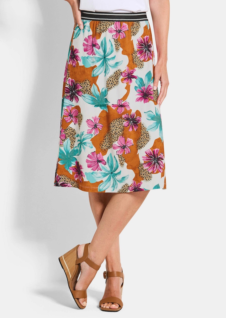 Jerseyrock mit Animal Print und Blumen