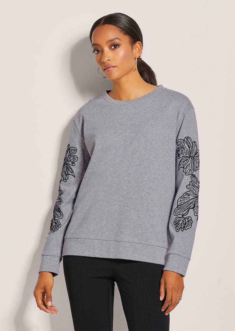 Besticktes Sweatshirt mit Glanzeffekt
