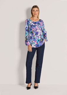 Bluse mit Blumenprint und Bordüre thumbnail 2