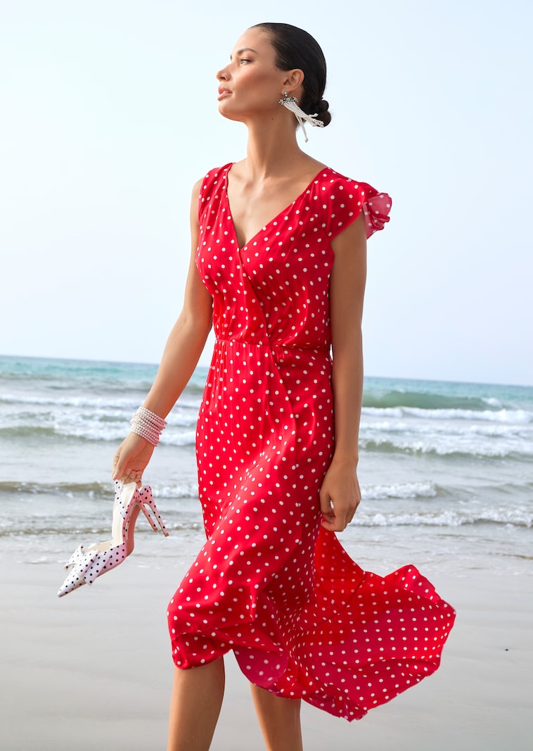 Kleid mit Punkten in Wickeloptik