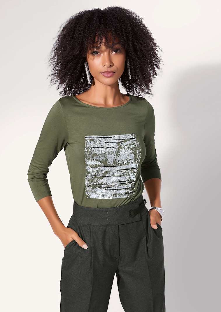 Bedrucktes Jersey-Shirt mit 3/4-Ärmeln