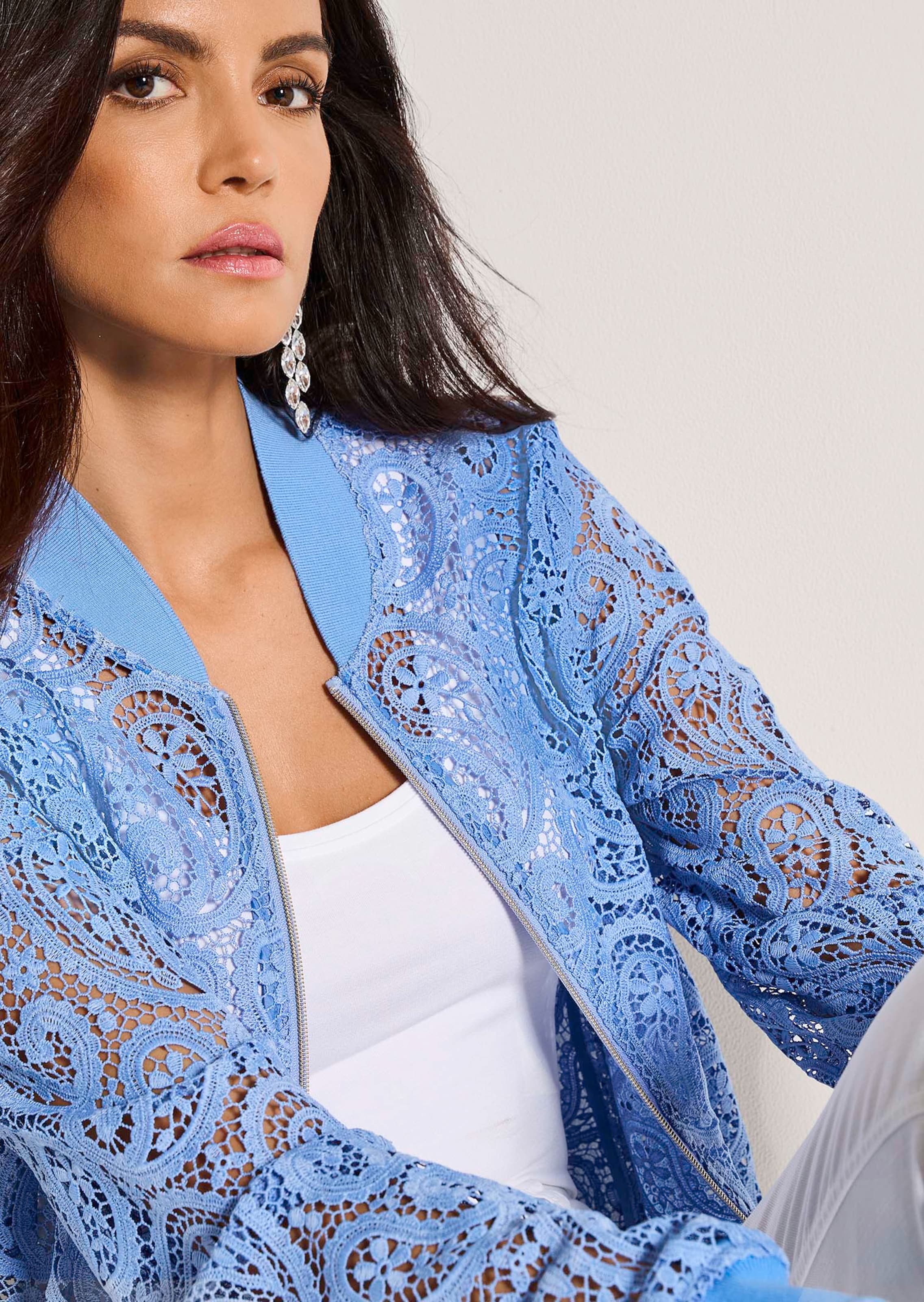 Lace blouson in glacier blue | MADELEINE Fashion