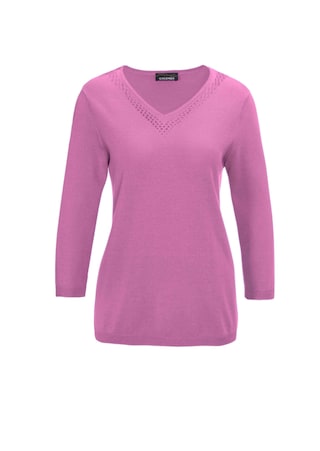 pink Pullover mit V-Ausschnitt