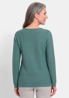 Fijn gebreide tricot pullover met boothals thumbnail 3