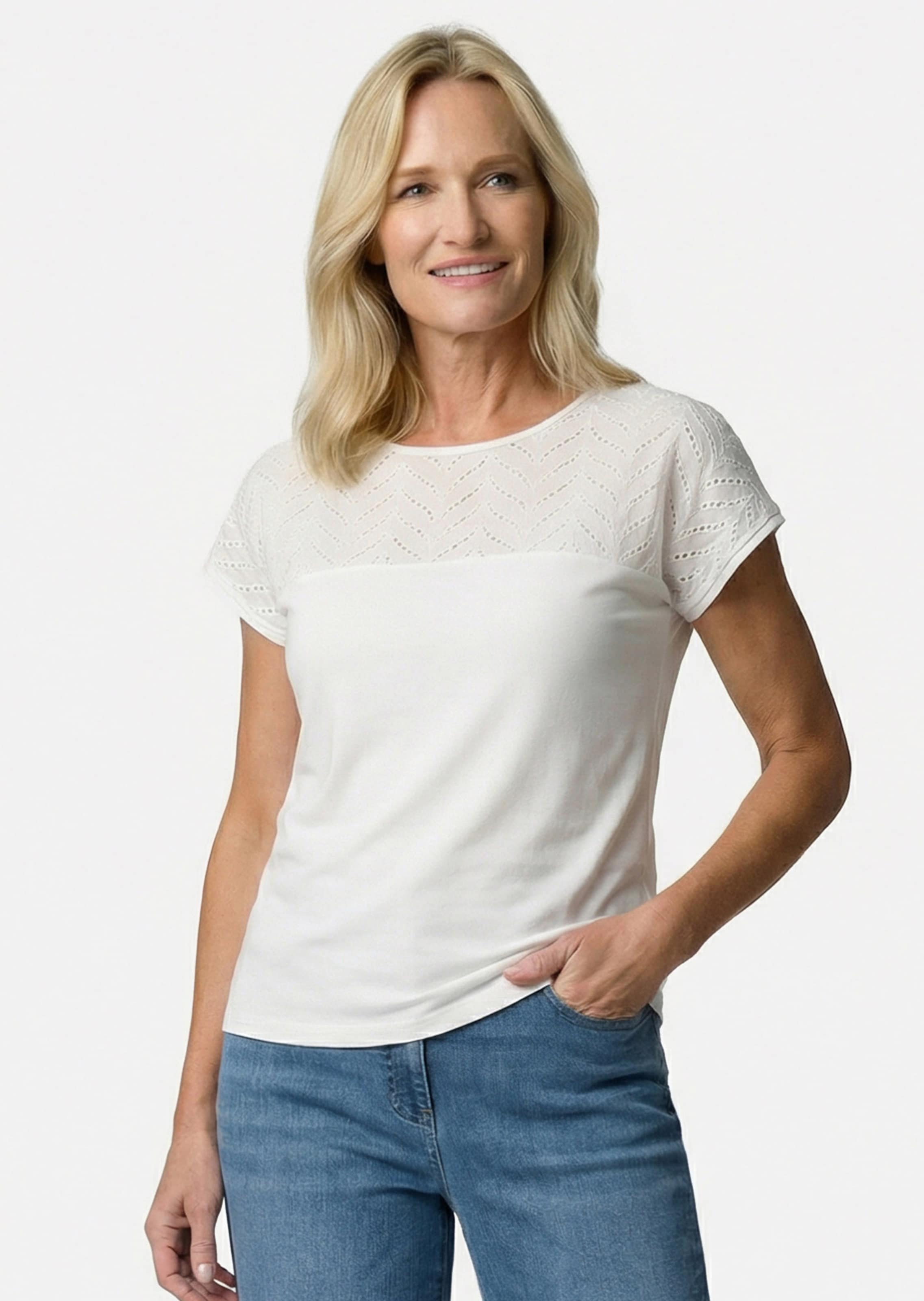 Shirt met kant van katoen en jersey