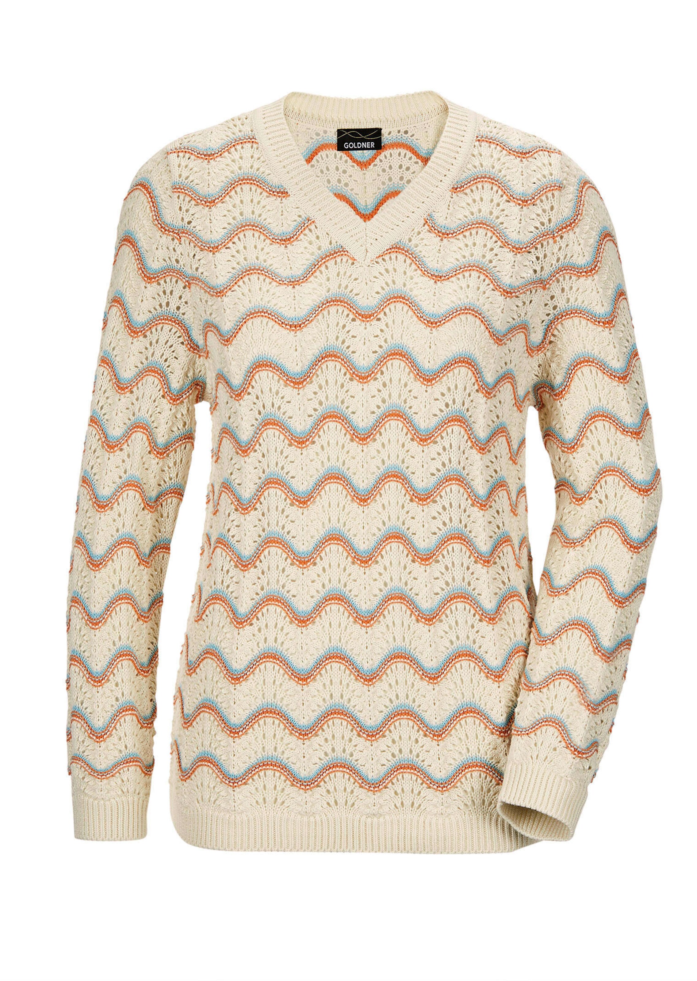 Ajourpullover mit V-Ausschnitt