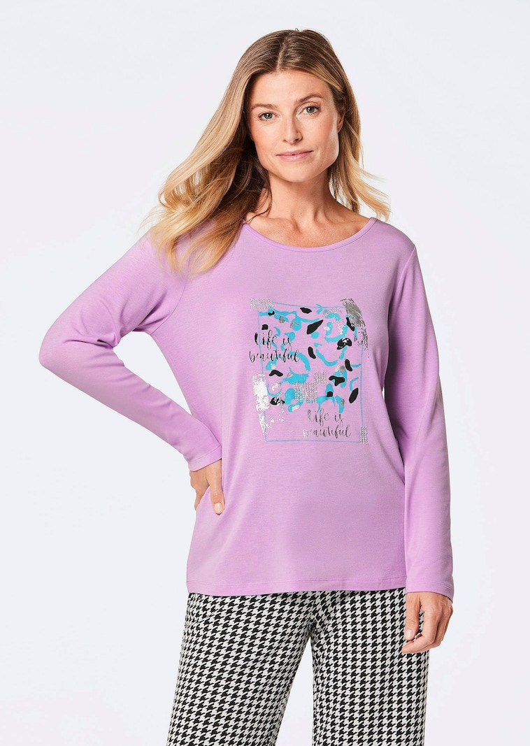 Langarmshirt mit Glitzer-Druck