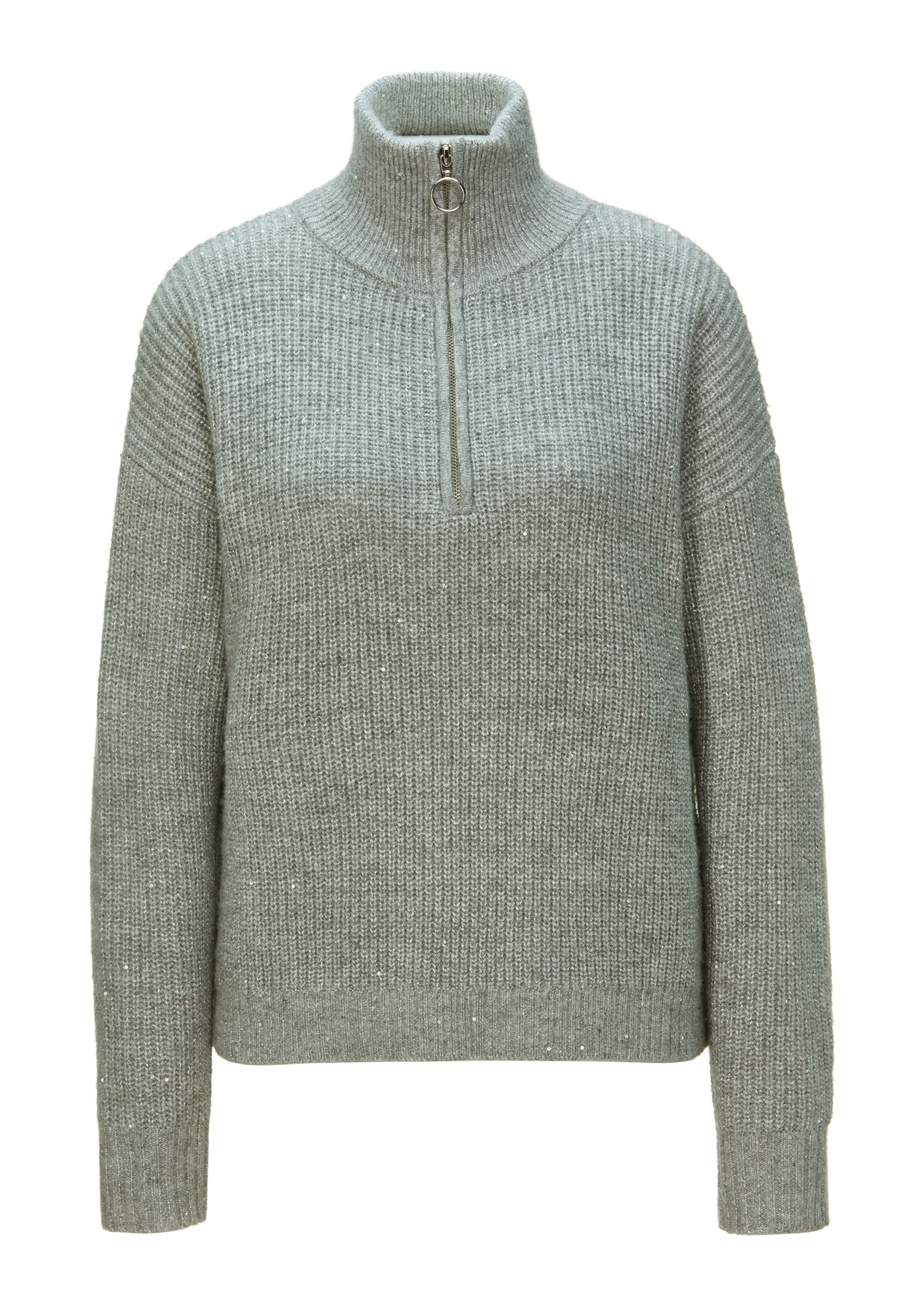 Oversize-Pullover mit Troyer-Kragen und Glitzereffekt