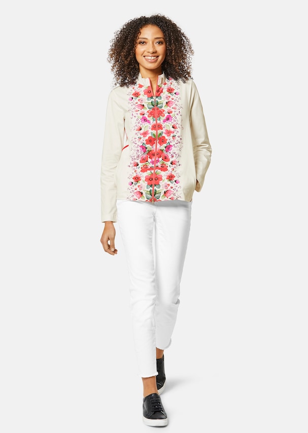 Lounge jacket with floral print and rhinestones 1