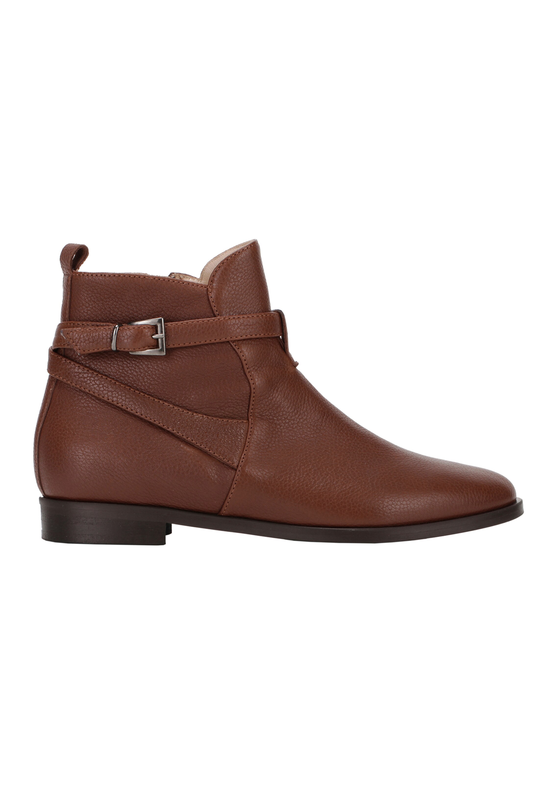 Flache Leder-Stiefeletten mit kurzem Schaft