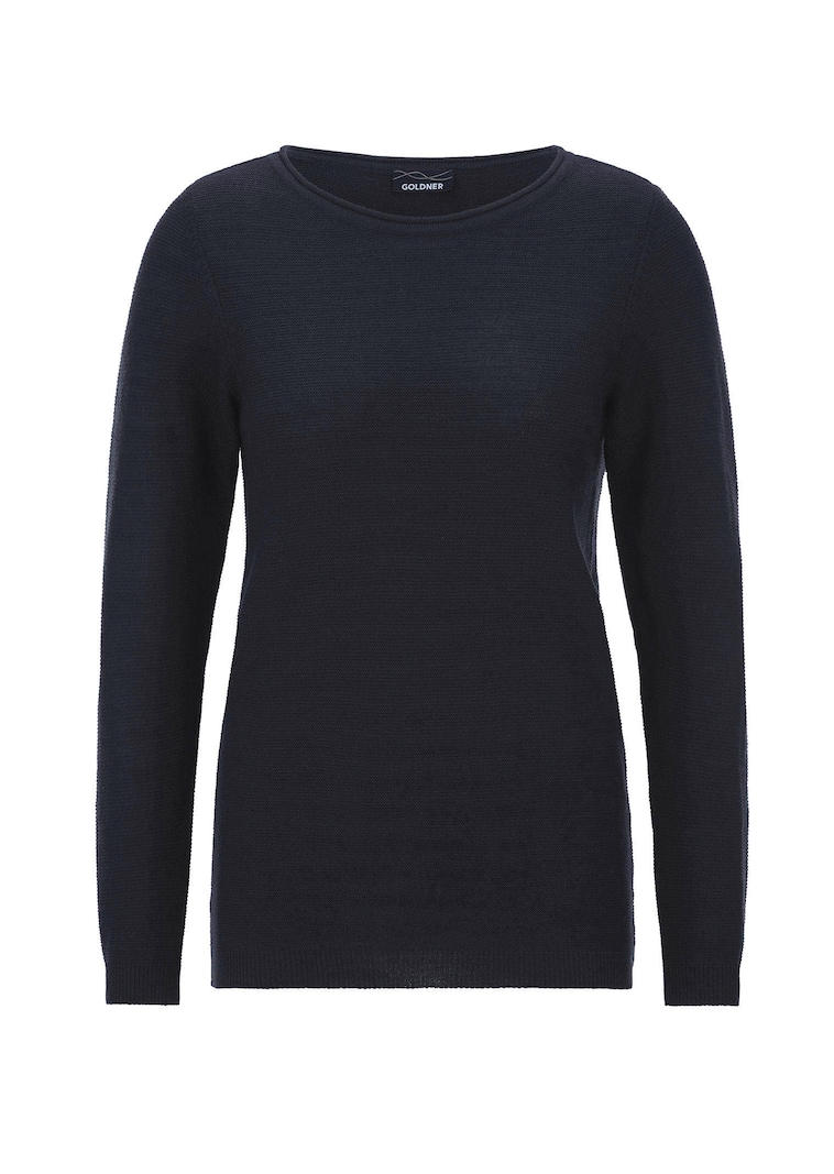 Fijn gebreide tricot pullover met boothals