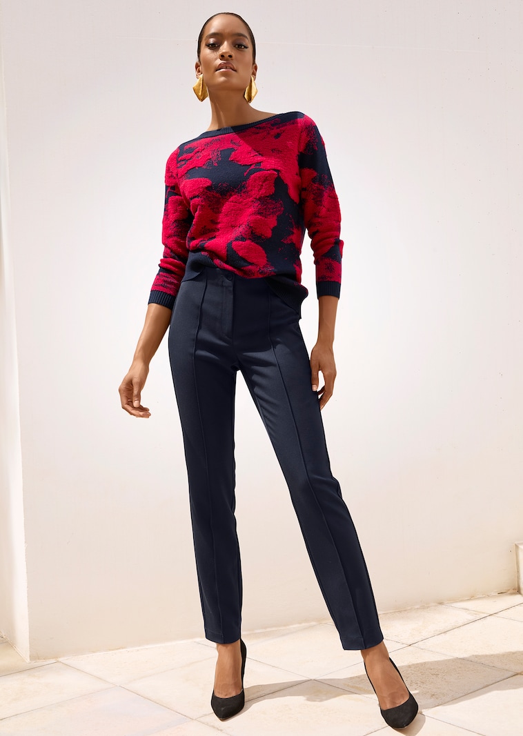 Jacquard-Pullover mit 3/4-Ärmeln