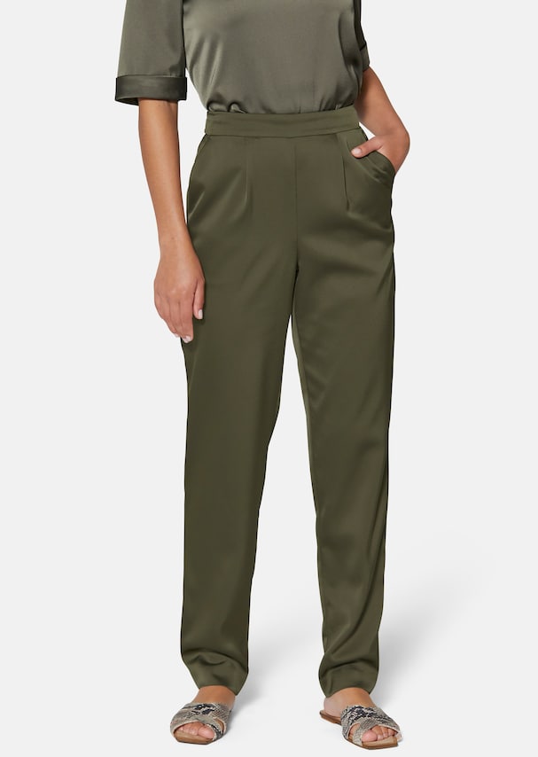 Satin trousers with pleats