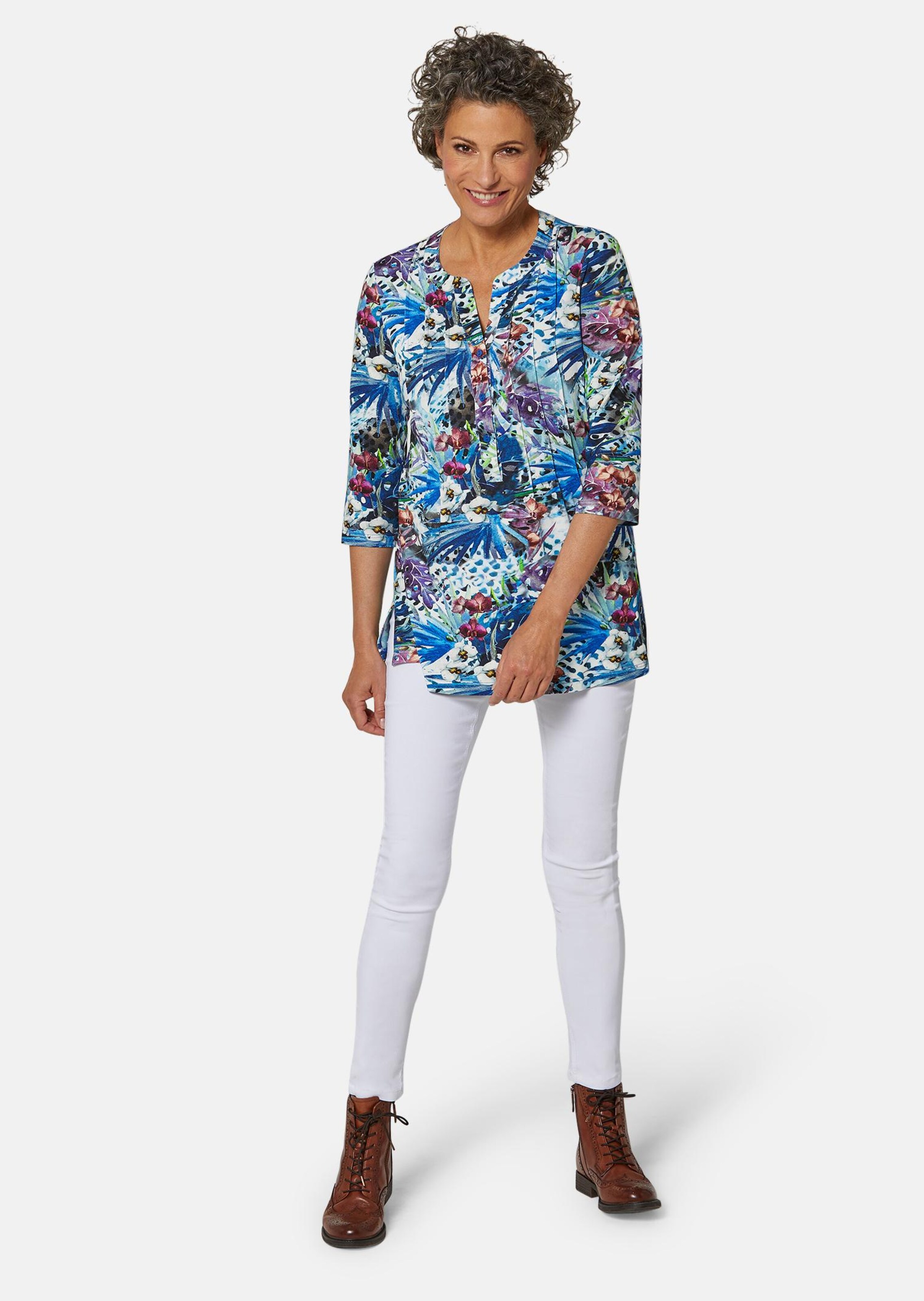 Belle tunique imprimée - bleu - Gr. 40 de Goldner Fashion