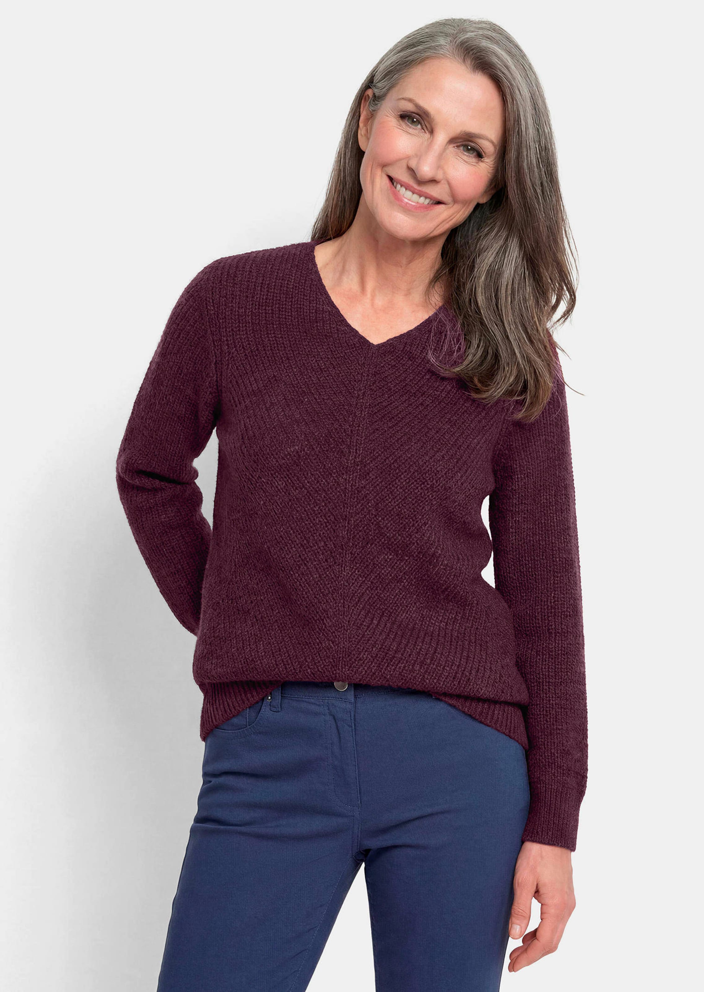 Tricot pullover met naadloze V-hals