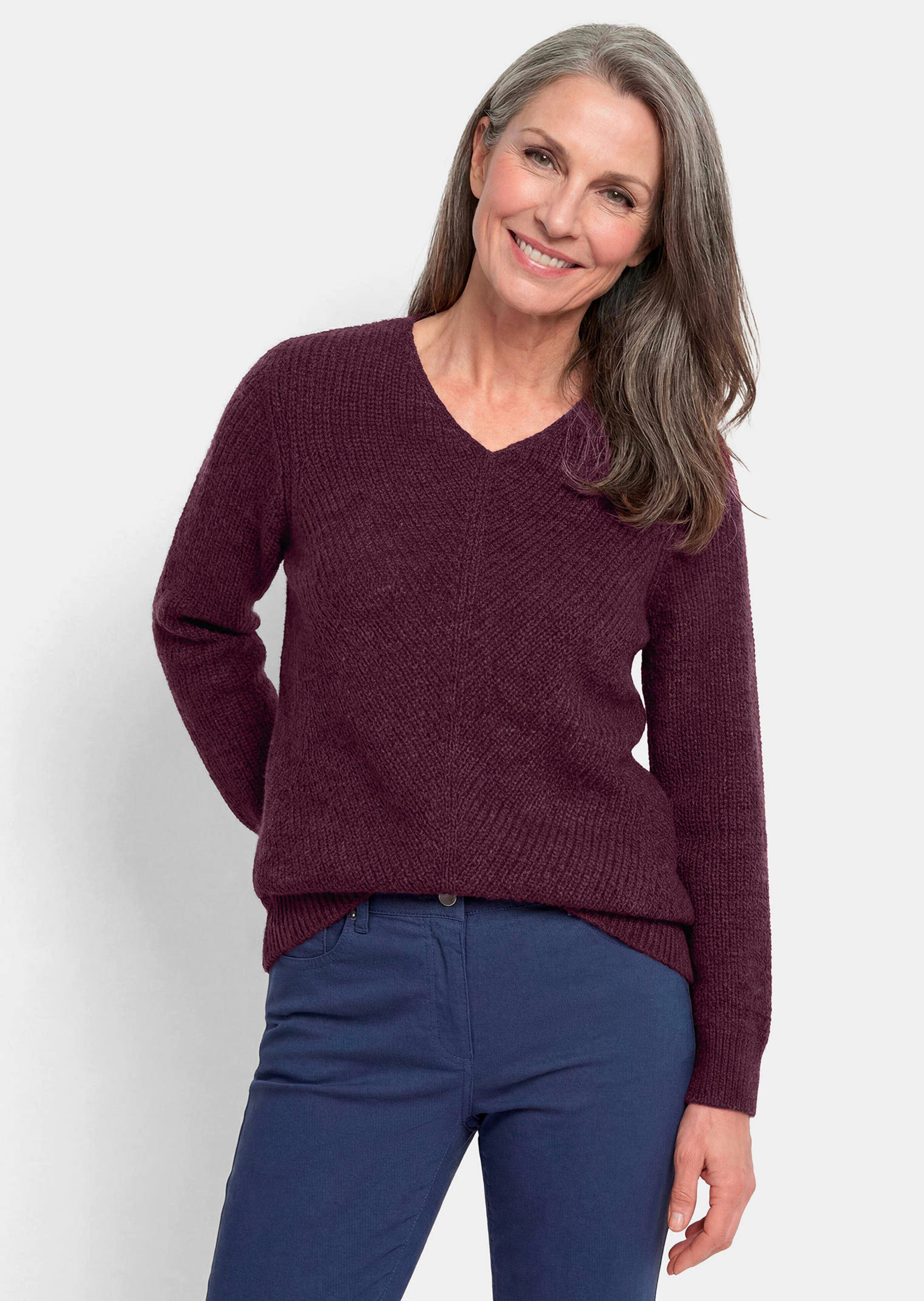 Tricot pullover met naadloze V-hals