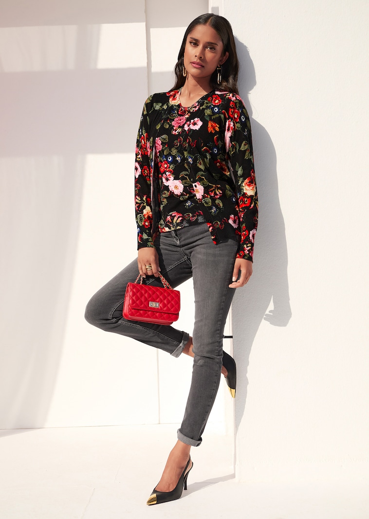 Strickjacke mit Unikat-Print