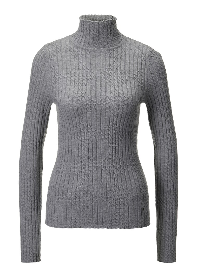 Strick Pullover Grauer Pullover Mit Stehkragen CECIL Pullover Mit