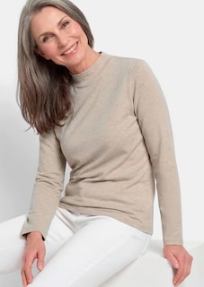 Shirt met lange mouwen en opstaande kraag, van katoen thumbnail 4