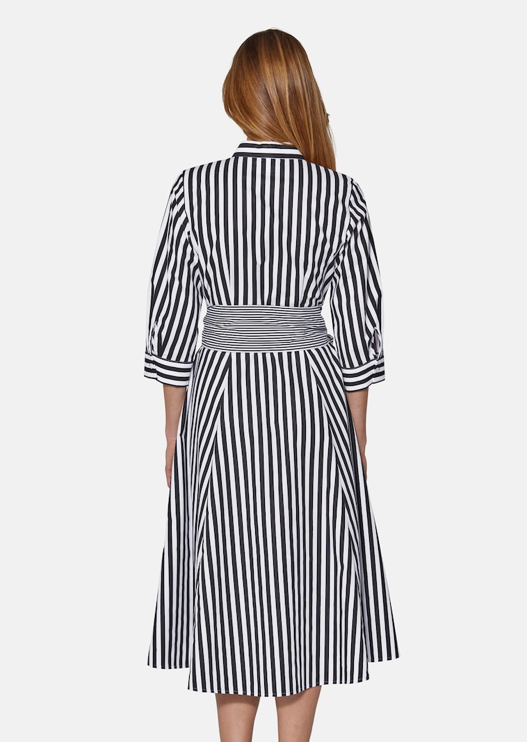 Striped shirt dress with tie sash in black / white | MADELEINE Fashion Striped shirt dress with tie sash in black / white | MADELEINE Fashion