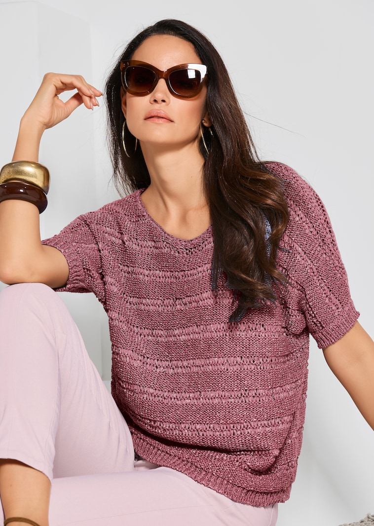 Bändchen-Pullover mit Glanz-Effekt