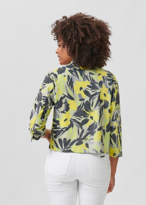 Oversized denim jacket with floral print 2