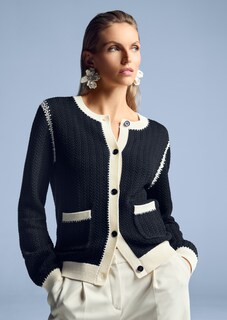 Cable knit cardigan with refined details thumbnail 7