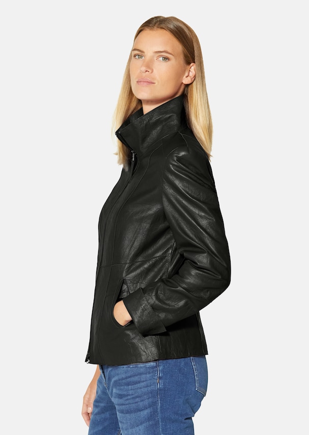Nappa leather jacket with structured sections 3
