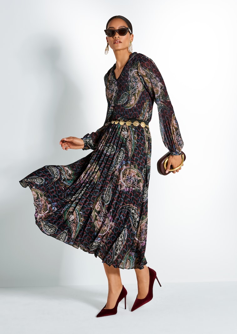 Plissee-Bluse mit Allover-Print