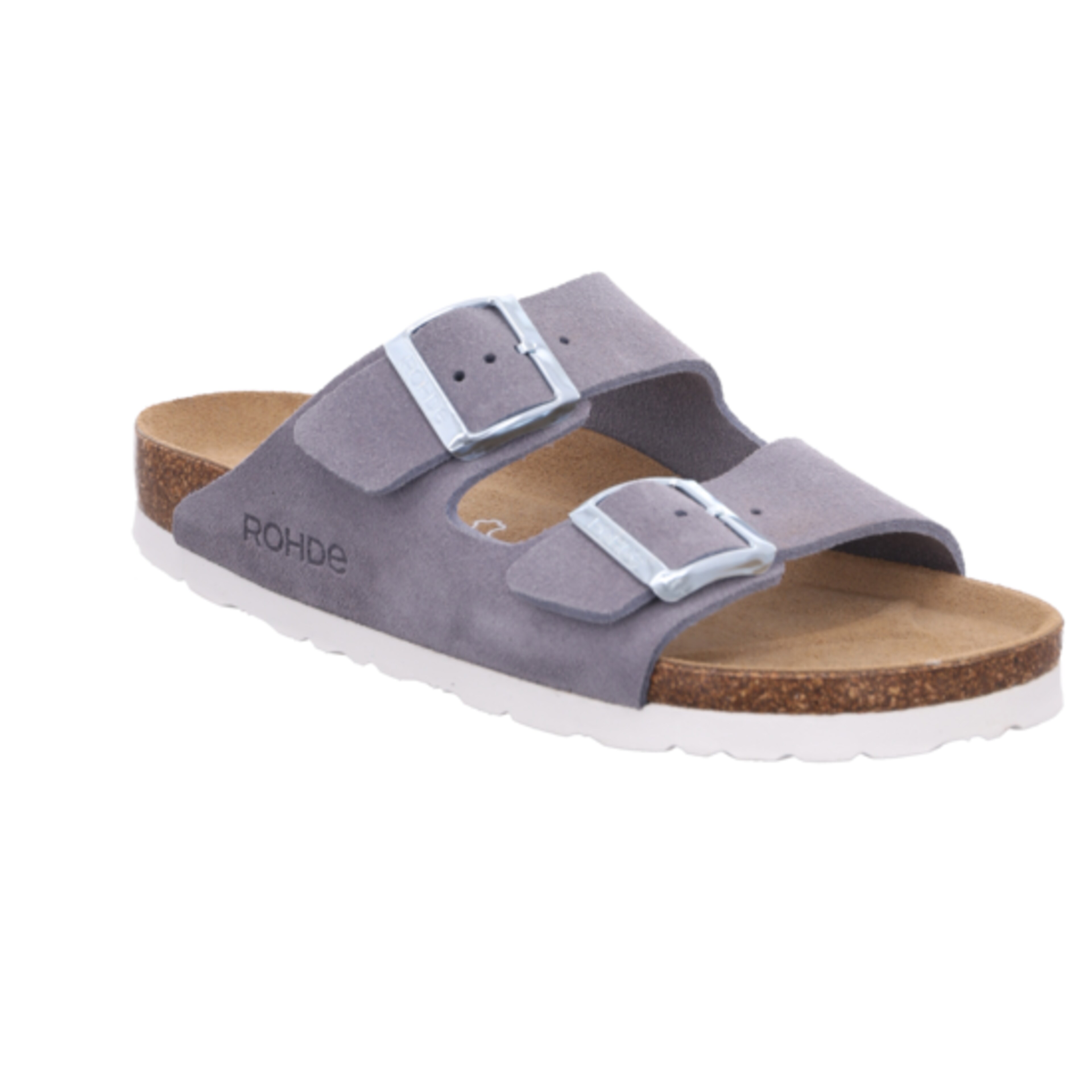 Veloursleder-Pantolette mit Schnallen