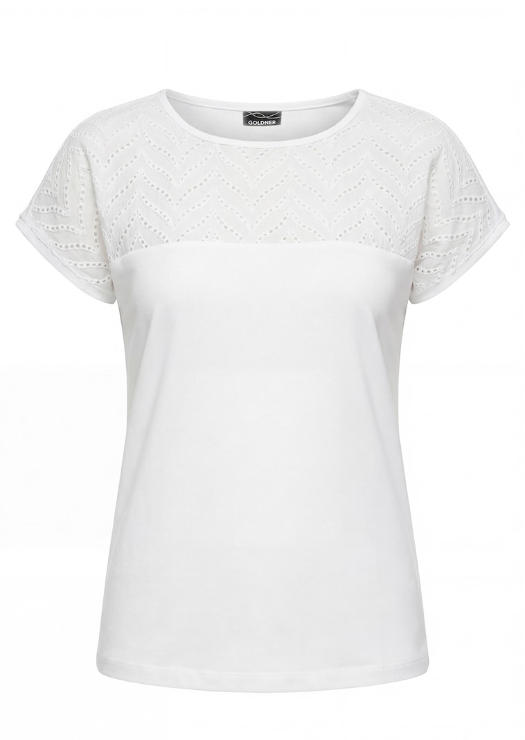 Shirt mit Spitze aus Baumwolle und Jersey