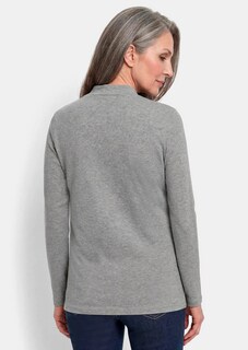 Shirt met lange mouwen en opstaande kraag, van katoen thumbnail 2