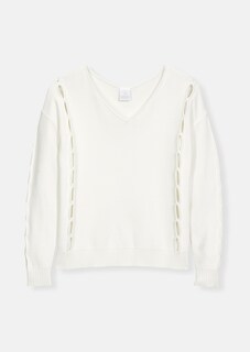 Knitted jumper with cut-outs and V-neckline thumbnail 6