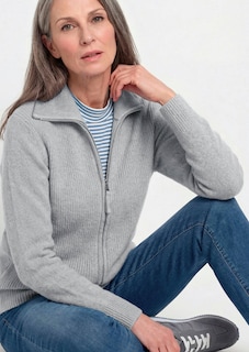 Strickjacke in Rippenstruktur mit Reißverschluss thumbnail 7