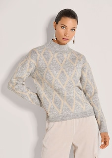 Glitzernder Pullover mit Rauten-Muster thumbnail 1