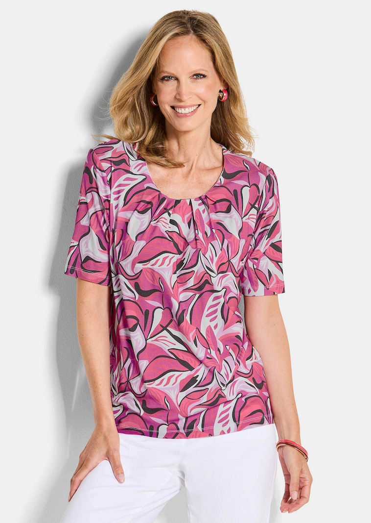 Jersey-Shirt mit Blätterprint